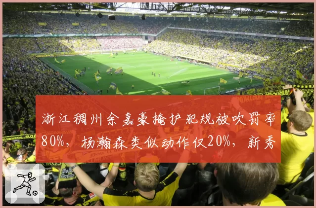 浙江稠州余嘉豪掩护犯规被吹罚率80%，杨瀚森类似动作仅20%，新秀保护规则引争议